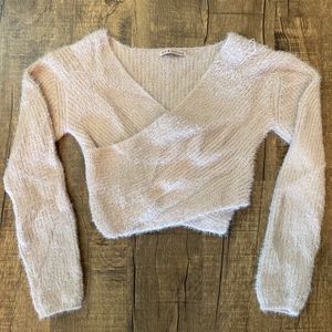 Fuzzy pink wrap top boutique